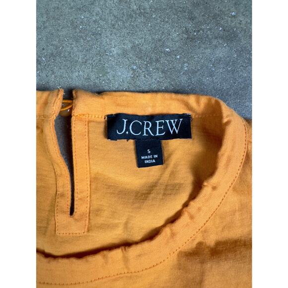 J.Crew Women’s Broken-in Jersey Puff Sleeve Eyelet Top Size Small Tangerine - Picture 3 of 10